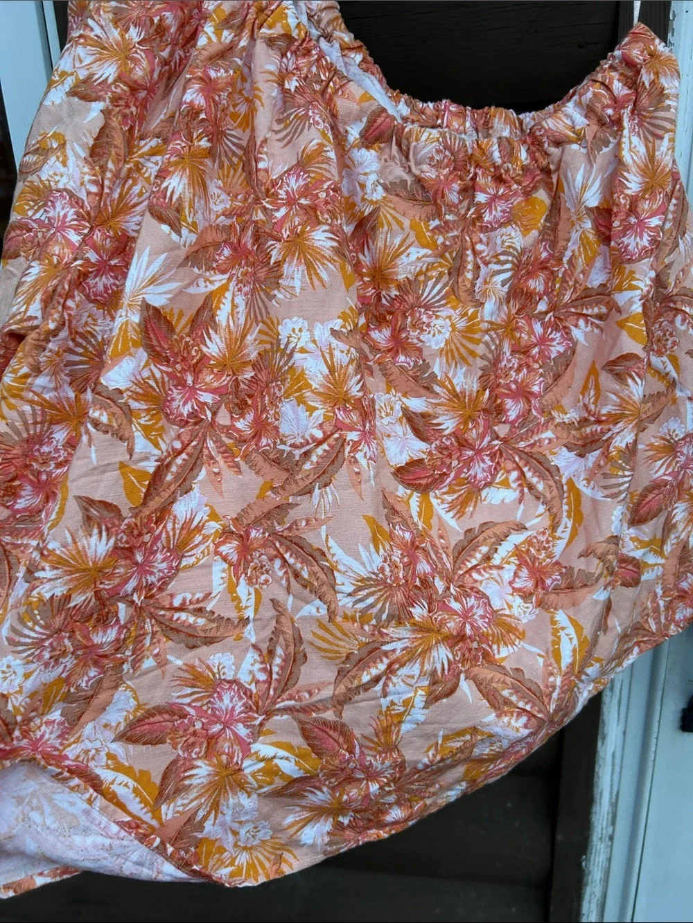 LOFT Linen Blend One Shoulder Top & Shorts Set XXL Orange Floral Matching Set